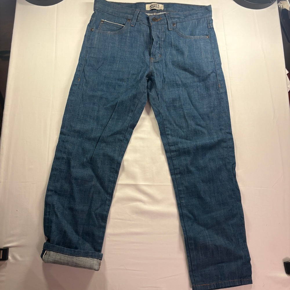Naked & Famous Super Skinny Guy 9oz Antique Selvedge Denim Jeans Blue Size 32